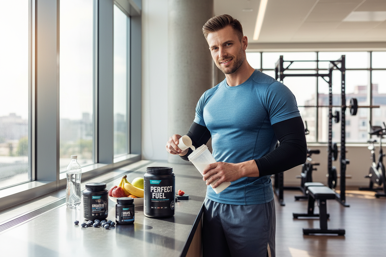 Man with protein shake