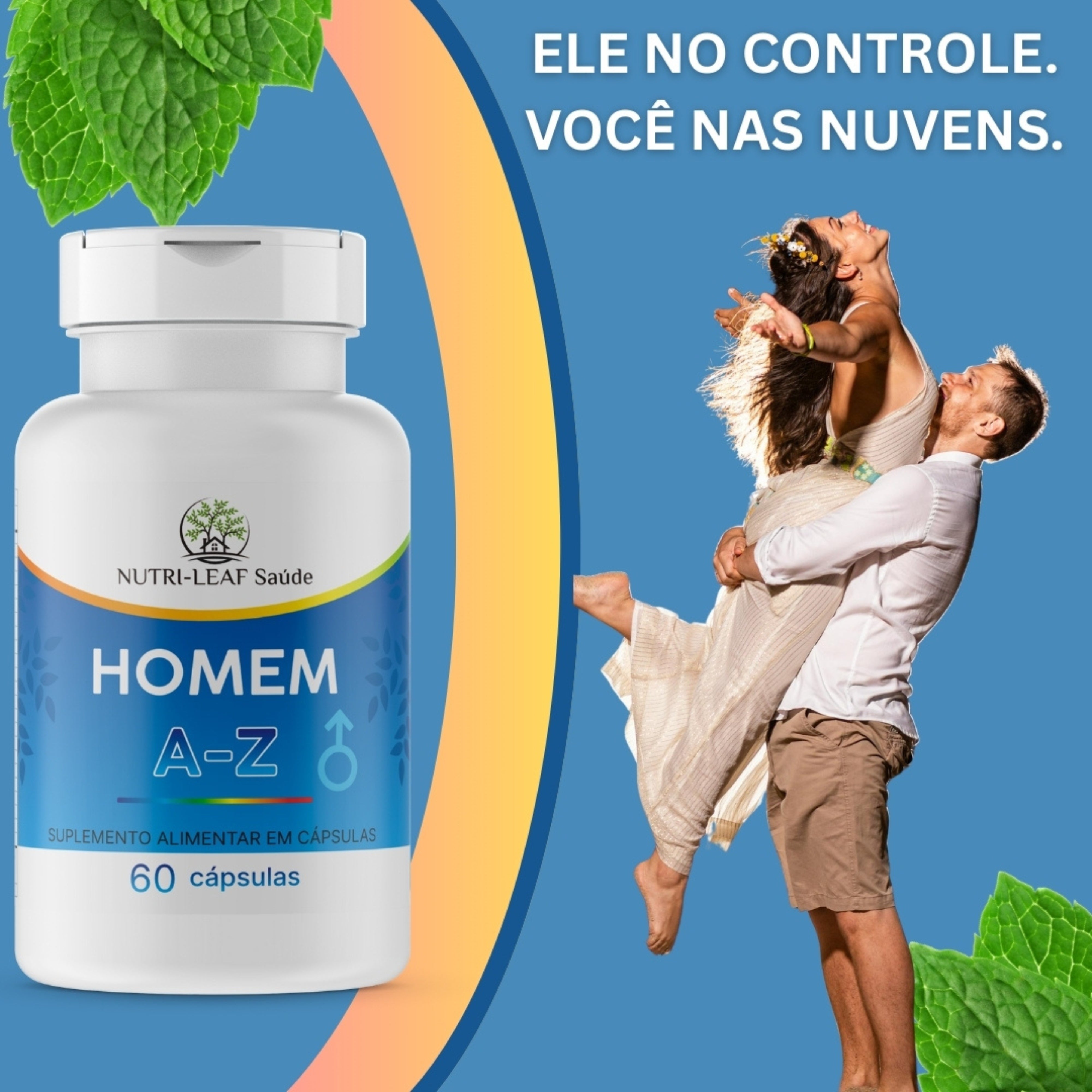 Cápsulas multivitamínico masculino completo A-Z alta absorção NUTRI-LEAF Saúde