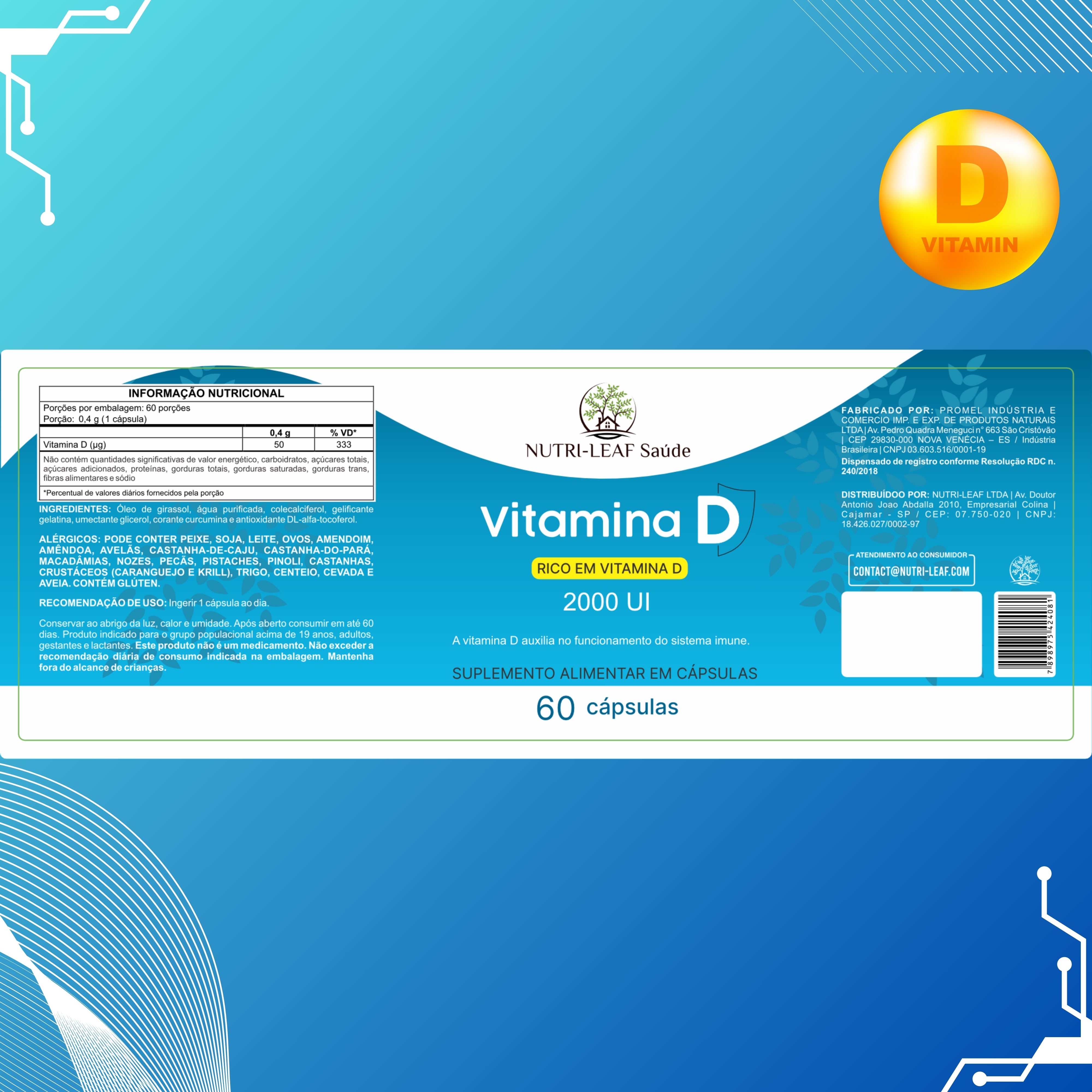 Vitamina D3 suporte imunidade defesa natural e bem-estar NUTRI-LEAF Saúde Brasil