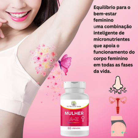 Benefícios multivitamínico feminino energia disposição e bem-estar para mulheres NUTRI-LEAF