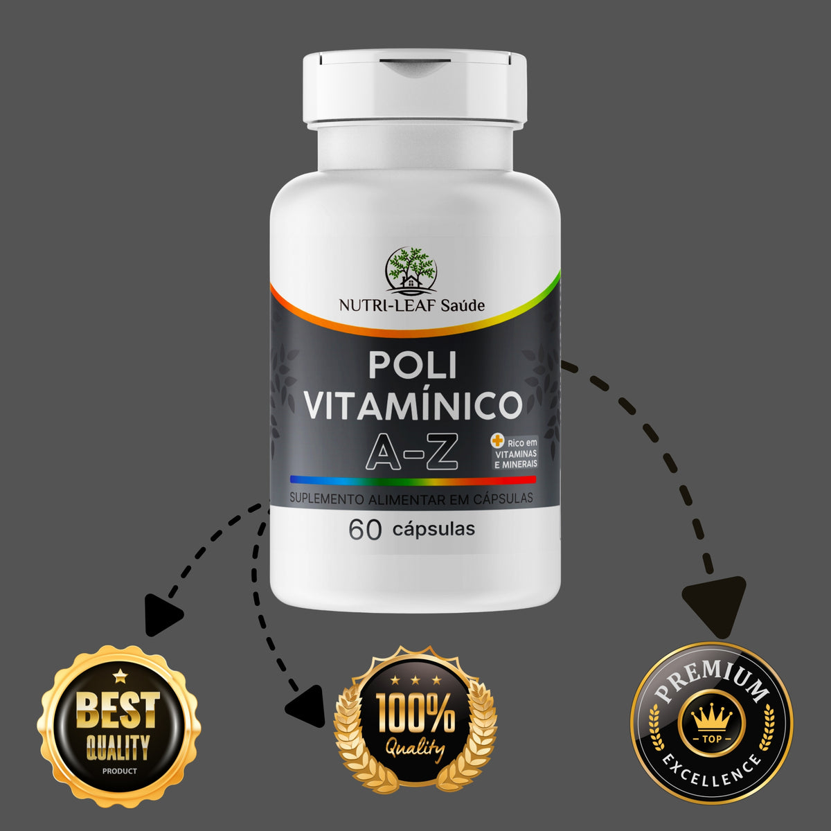 23 vitaminas e minerais essenciais Complexo B Zinco Magnésio Polivitamínico NUTRI-LEAF