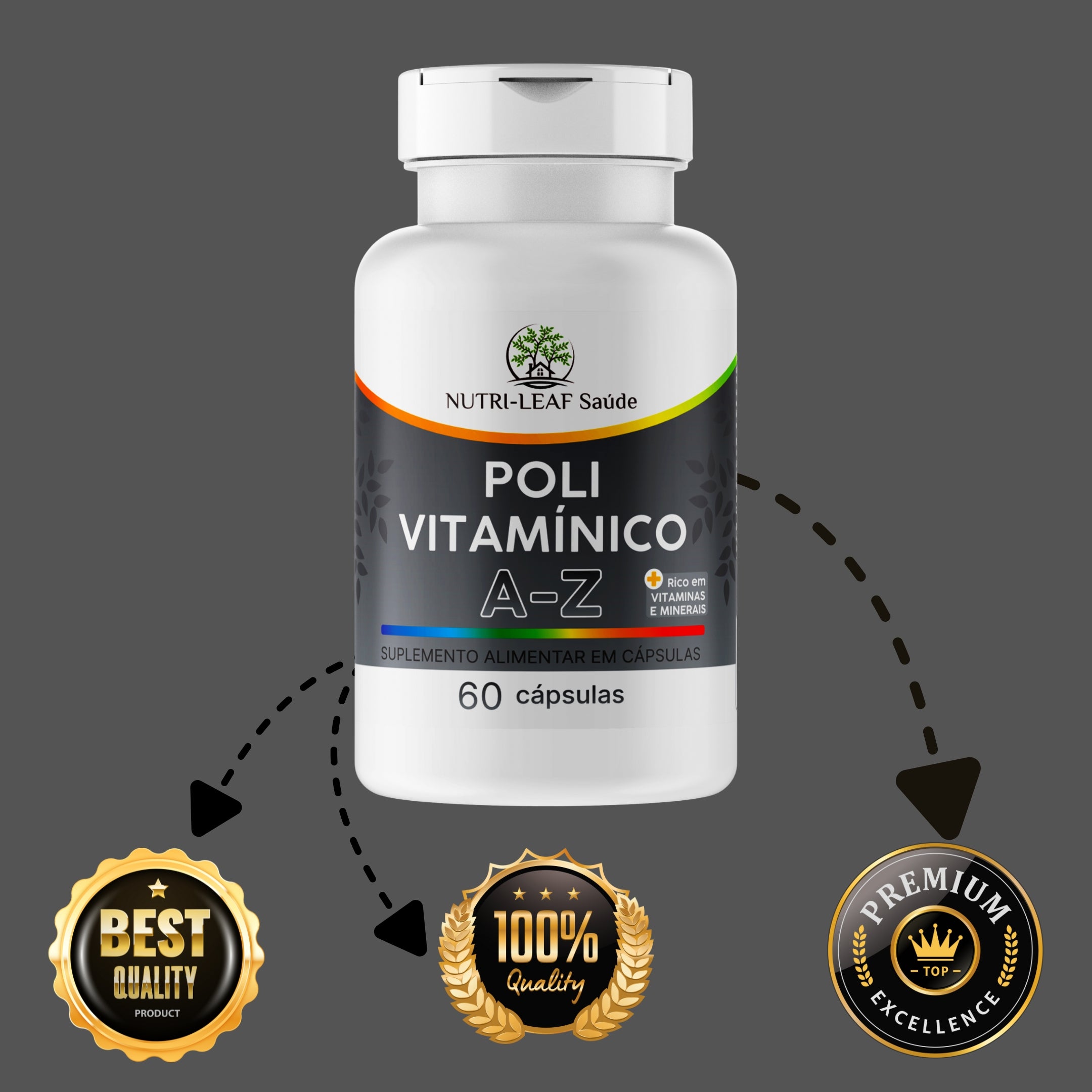 23 vitaminas e minerais essenciais Complexo B Zinco Magnésio Polivitamínico NUTRI-LEAF