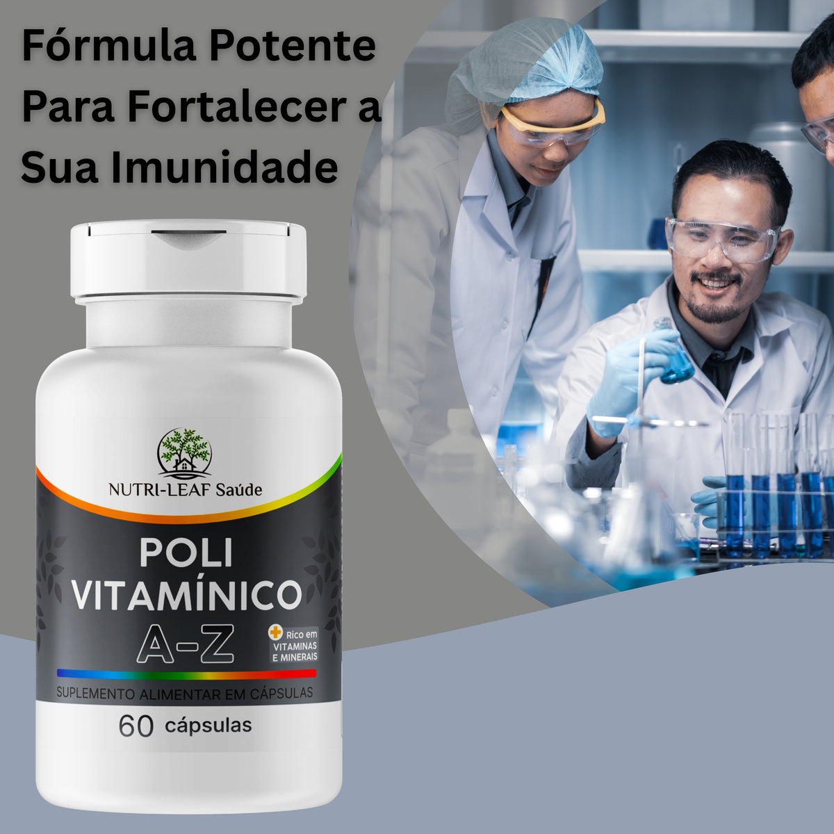 Cápsulas Polivitamínico A-Z completo 23 nutrientes essenciais diários NUTRI-LEAF Saúde