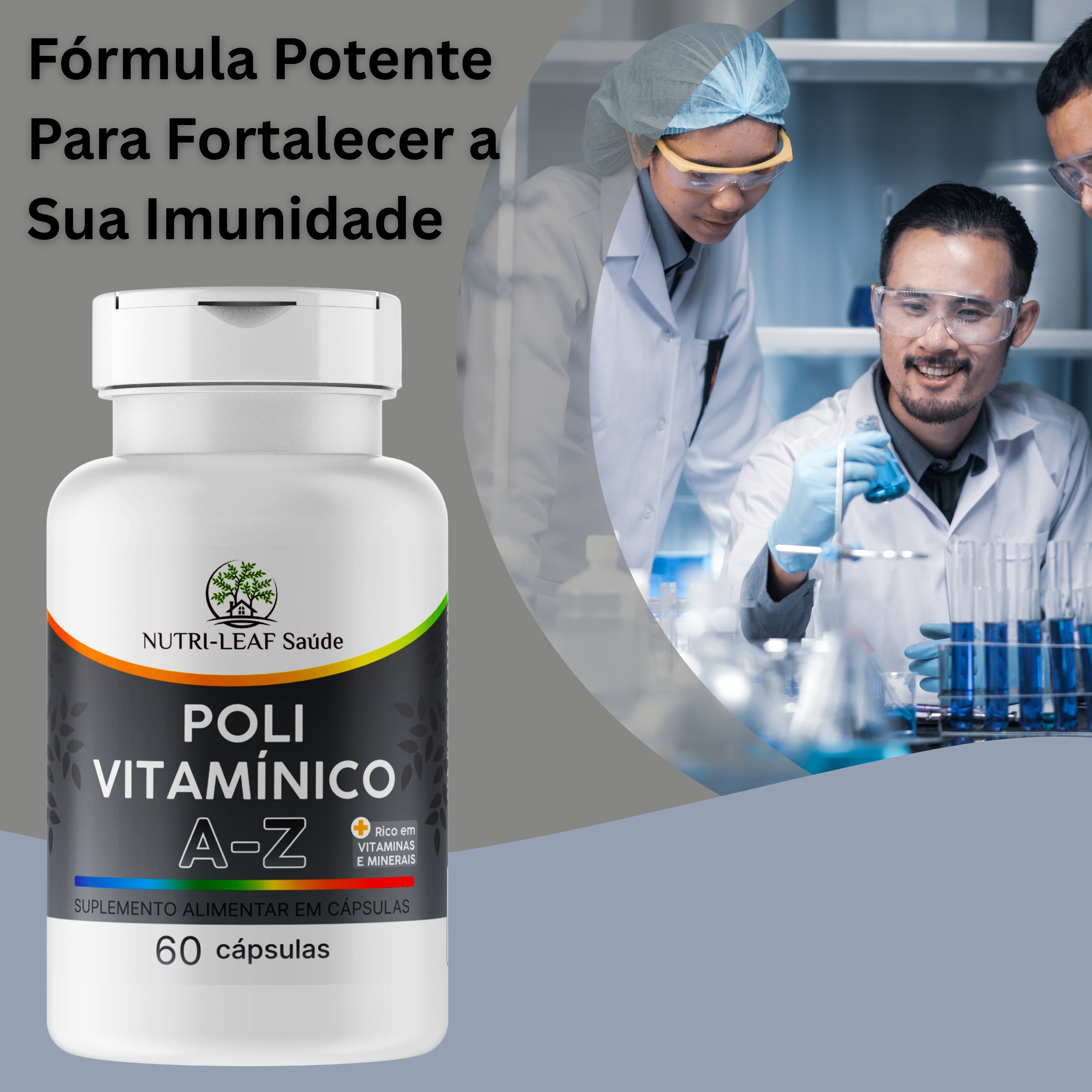 Cápsulas Polivitamínico A-Z completo 23 nutrientes essenciais diários NUTRI-LEAF Saúde
