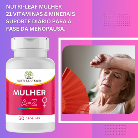 Frasco MULHER A-Z multivitamínico feminino premium alta absorção NUTRI-LEAF Saúde